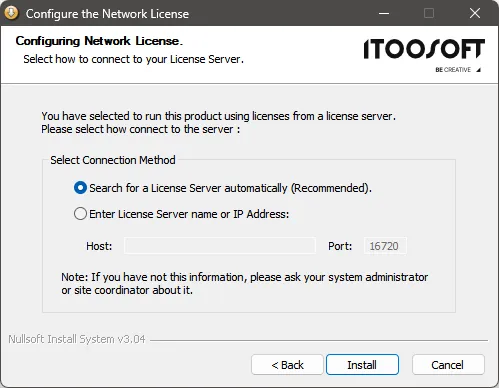 Search license server for change license mode to Network