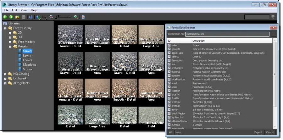 Forest Pack data exporter