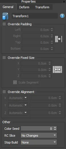 Transform Style editor Interface
