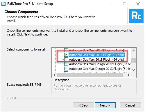 Unchecking All Plugins Except Max that you want to install