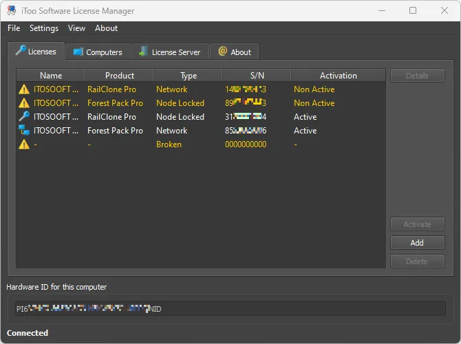 License Manager application with licenses